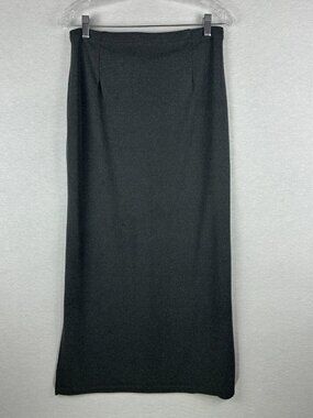 VINTAGE "IN MODA" MAXI SKIRT SOLID GREY STRAIGHT 36" LENGTH SIDES SLITS SIZE 11